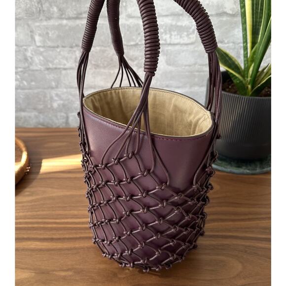 J Crew Sedona Basket Leather Netting Burgundy Handbag NWT - Picture 11 of 13